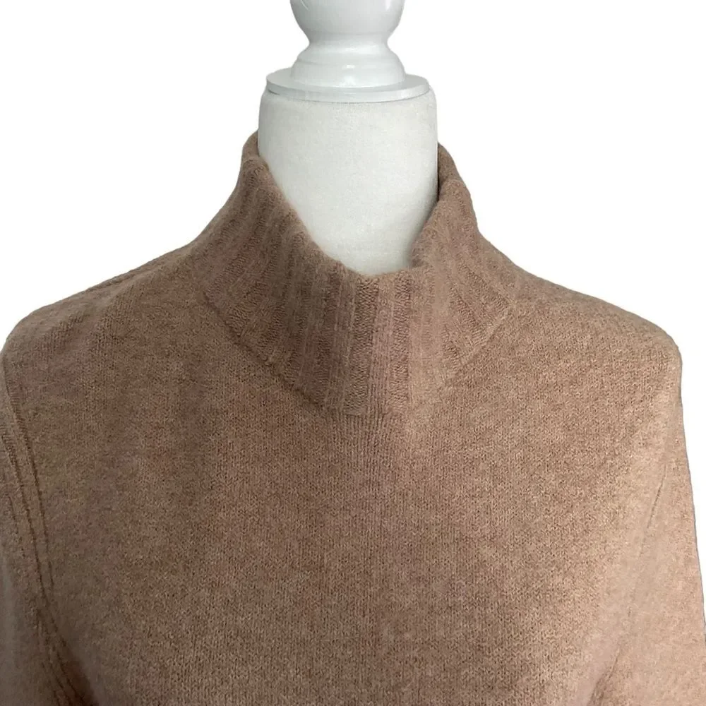 J. Crew Camel Tan Wool Blend Supersoft Yarn Mock Neck Long Sleeve Sweater Size M